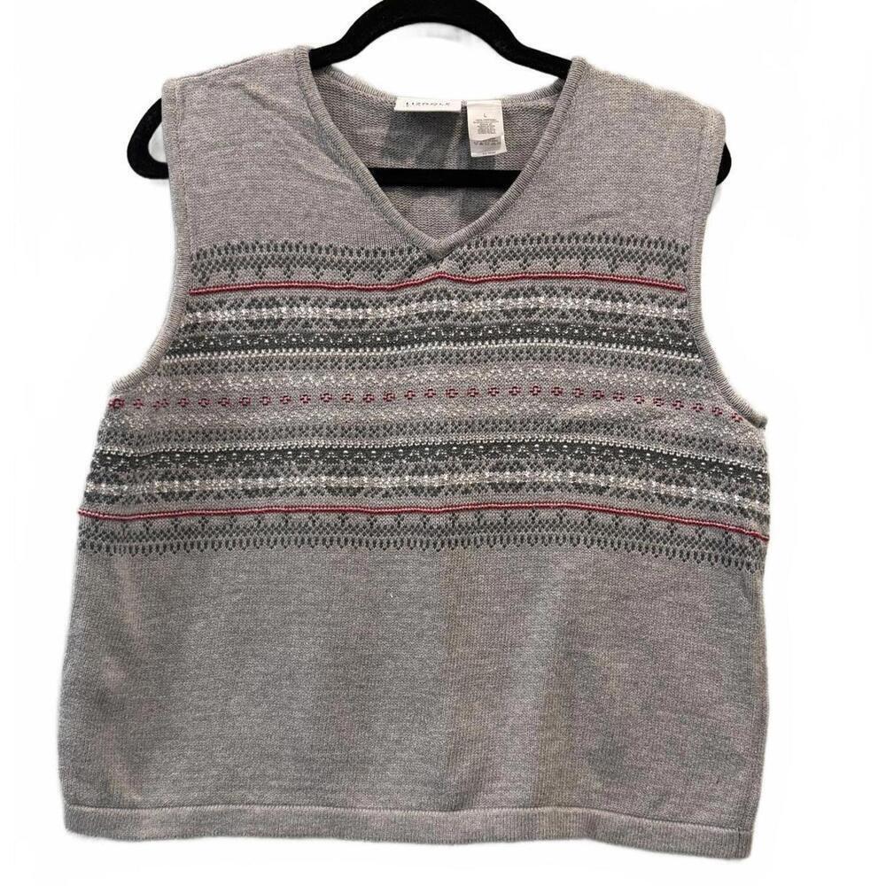 LizGolf by Liz Claiborne Vintage V-neck Sweater Vest, Size Large